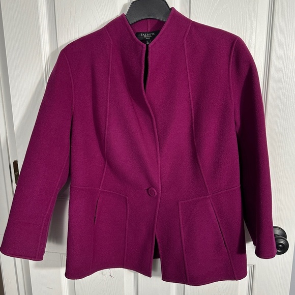 Talbots black label wool blend jacket, 12W, single button closure, gorgeous - Picture 1 of 10